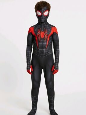 Kids Black and Red Spider Superhero Costume - Sleek Full-Body Suit